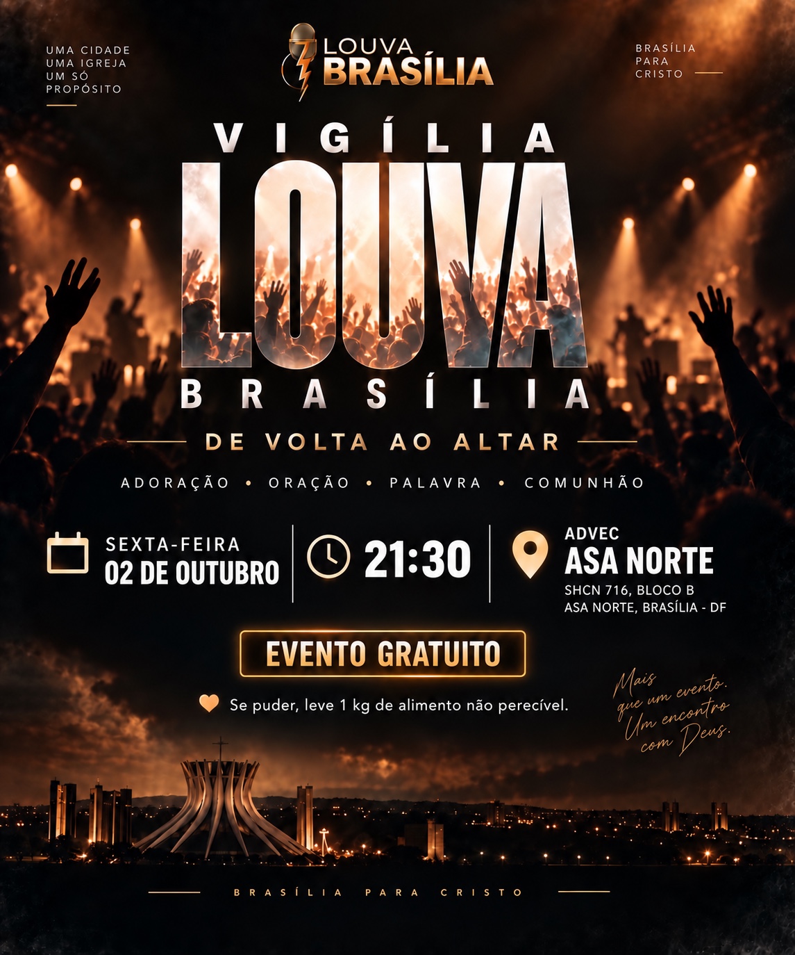 Arte oficial de Vigília Louva Brasília — De Volta ao Altar